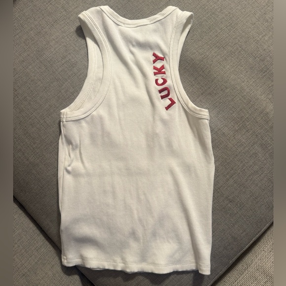 REVOLVE White Sleeveless Crop Tank Top with Red Boot Design - Picture 4 of 6